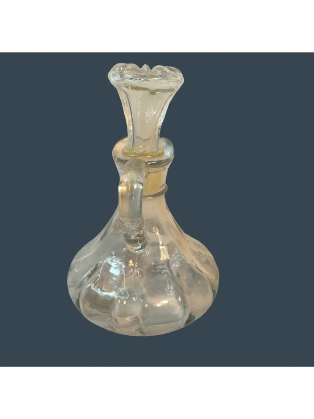 Anchor Hocking Glass Oil Vinegar Cruet Cut Glass Stopper Clear Elegant Farmhouse